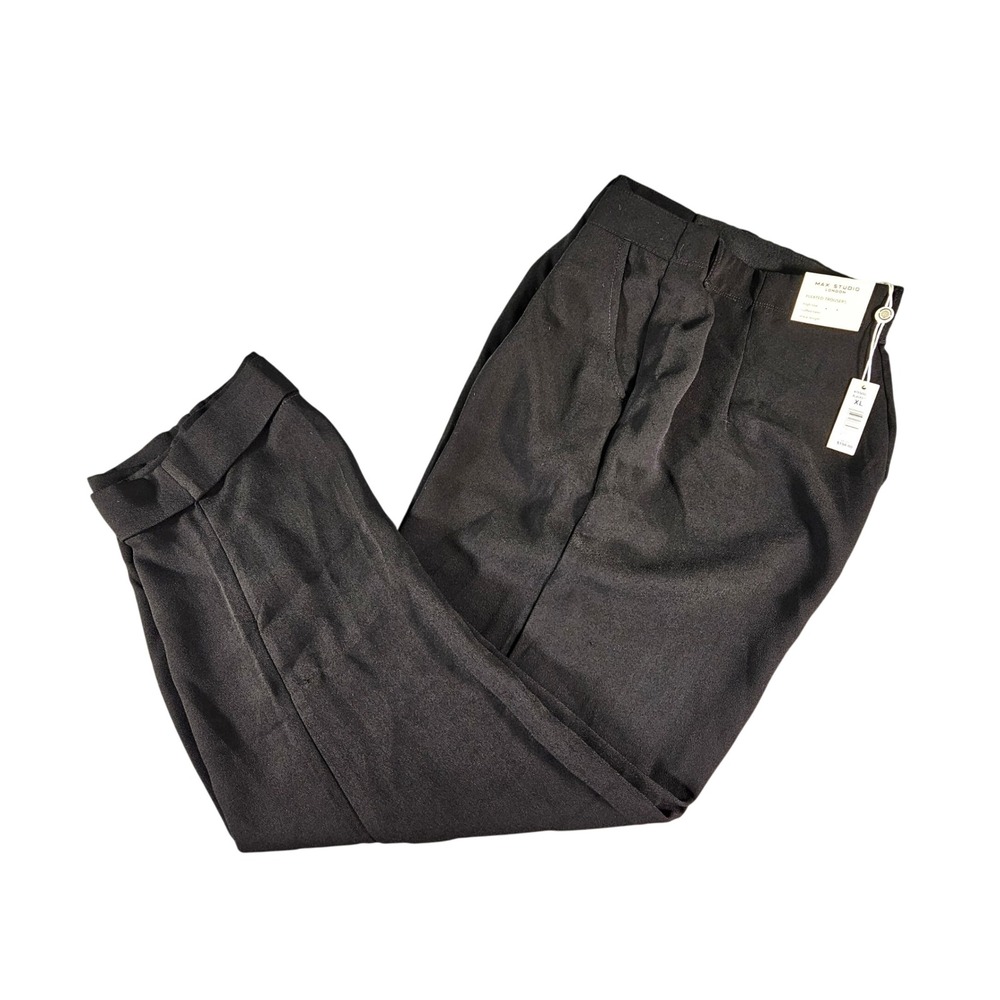Max Studio London Pleated Trousers Women XL High Rise Tapered Cuff NWT MSRP $198